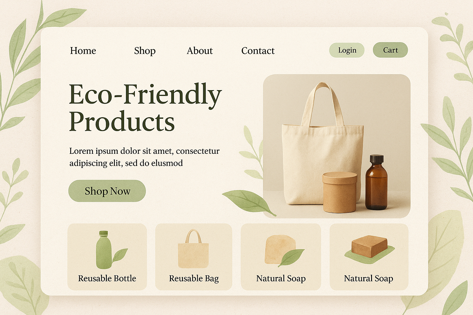 Eco Friendly E commerce Homepage Mockup