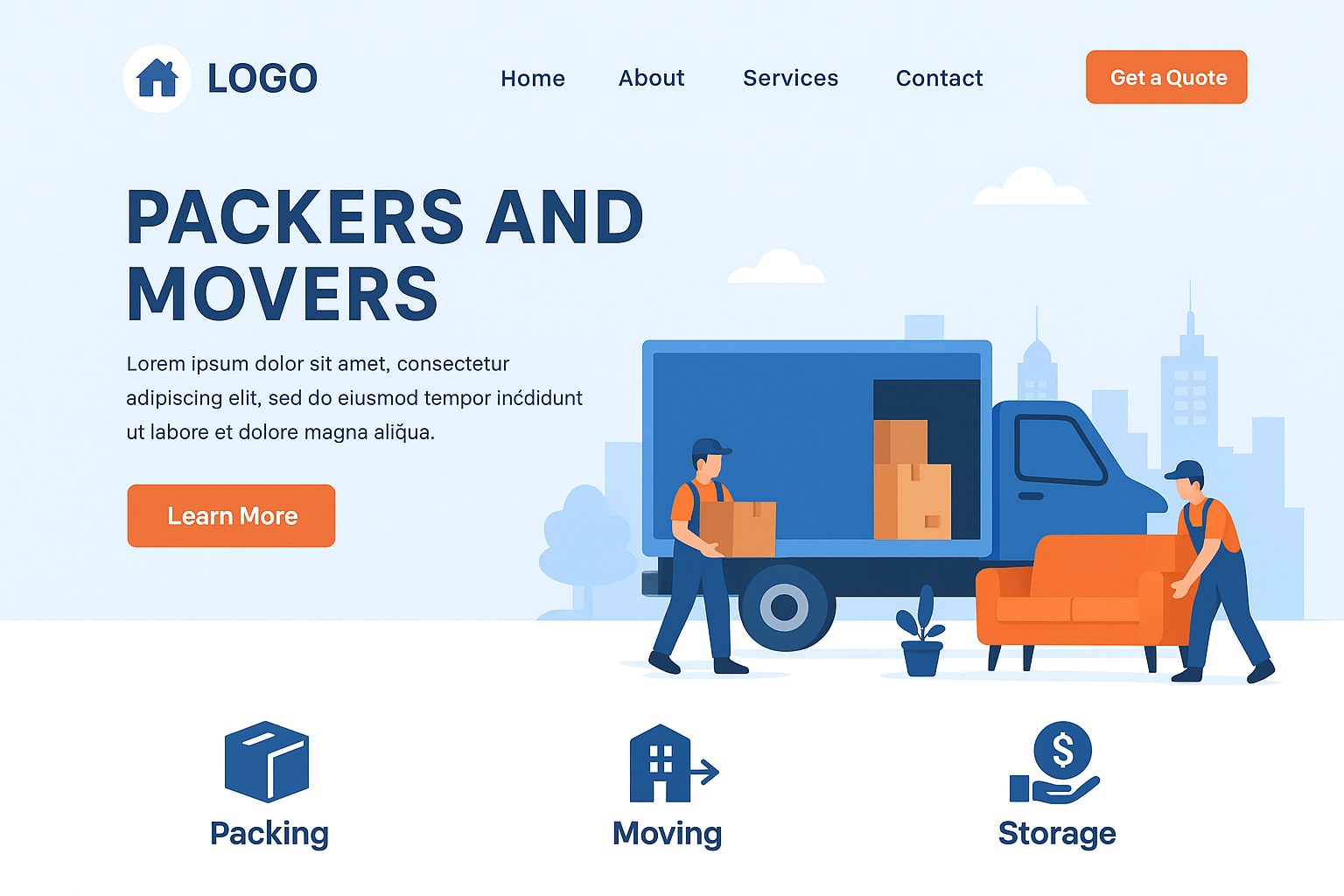 Packers and Movers Website Homepage 1